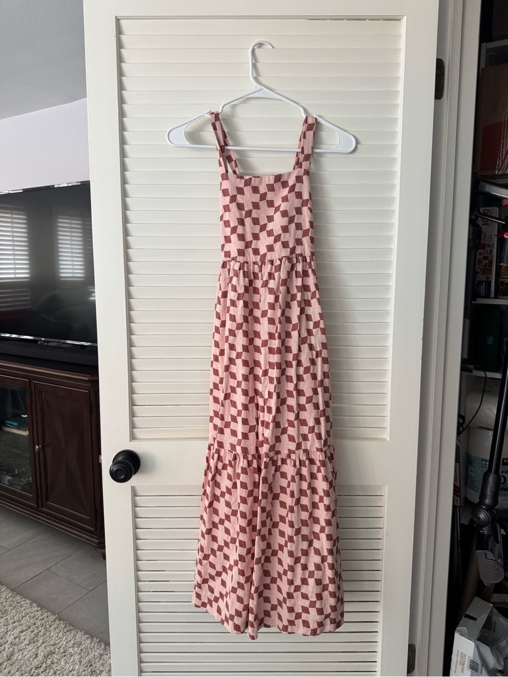 Madewell Pink Checkerboard Maxi Dress